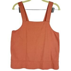 Madewell Dusty Pink Textured Apron CrossBack Wide Strap Cotton Top Medium Preppy